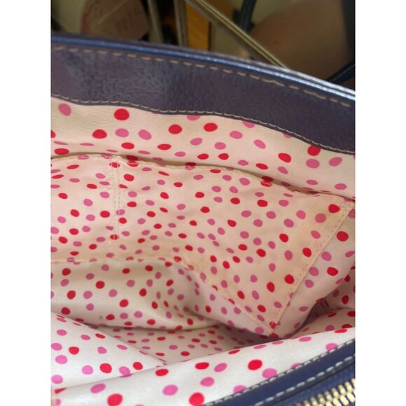 Kate Spade Navy Blue Wellesley Quinn Classic Leather Tote Handbag Office - Picture 13 of 14